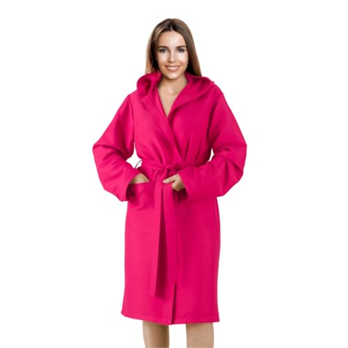 Bee Albornoz con capucha de suave microfibra, con bolsa exterior, unisex, fucsia, M
