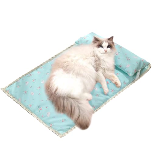 BIdason 犬 ベッド 枕付き クッション ひんやり 接触冷感 夏 リバーシブル 暑さ対策 快適 涼しい 顎のせ 防水 掃除しやすい 寝床 可愛い 洗える ペットクッション 猫 中型 大型犬用