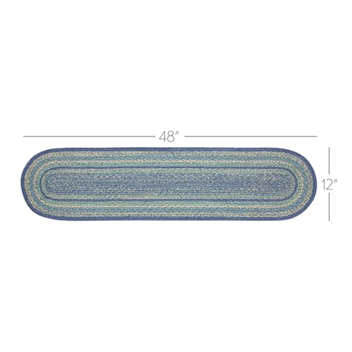 VHC-Brands-Jolie-Farmhouse-12×48-Table-Runner-Blue-Textured-Jute-Striped-Oval-Kitchen-Table-Decor VHC Brands Jolie Farmhouse 12×48 Table Runner Blue Textured Jute Striped Oval Kitchen Table Decor