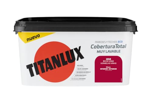 Titanlux - Pintura Plástica Cobertura Total Cubeta 4L (1010 Rojo Vino)