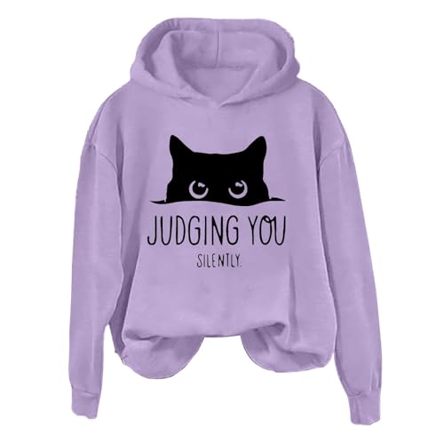 Sudadera para mujer de gran tamaño con capucha, sudadera con capucha, con estampado, informal, manga larga, camiseta deportiva con estampado de gato, camiseta de manga larga, talla grande, sudadera