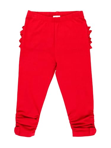 Image of RuffleButts Baby Girls Fall Fall - Stretchy Ruched Toddler Ruffle Leggings | 95% Cotton 5% Spandex, Breathable Fabric, Elastic Waistband, Below Knee Length, No Back Pocket, Machine Wash Cold