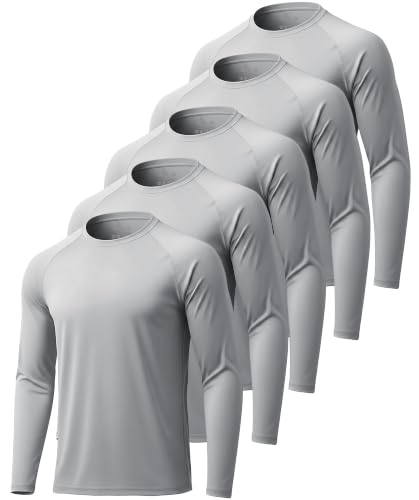 Image of ZITY 5 Pack Long Sleeve Shirts for Men UPF 50+ Sun Protection Fast Dry Lightweight Fishing Swim Rash Guard Workout Shirt