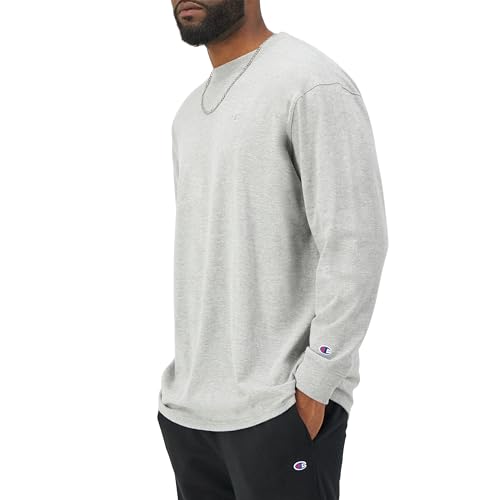 Image of Champion Men's Classic Long Sleeve T-Shirt, Standard Fit, Script & C Logo, Available in Regular and Big & Tall