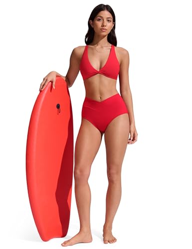 Image of CRZ YOGA Twist Front Bikini Tops | Removable Pads, A-C Cup, V Neck, Criss Cross Back, Swim, Bathing Suit Bra for Women