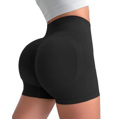 Genérico Short Deportivo Mujer Gym Running Leggins Cortos Deporte Cintura Alta Antirozaduras Elasticos Mallas Corto Push Up Deportivos Control De Barriga Talla Grande Pantalon Shorts Training Fitness