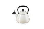 Le Creuset Kone Stove-Top Kettle with Whistle, Suitable for All Hob Types Including Induction, Enamelled Steel, Capacity: 1.6 L, Meringue, 40101027160000, One Size