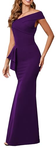Image of Elegant Formal Maxi Dress for Women Sexy Purple Evening Long Dresses Fashion Cocktail Party Dress for Wedding Guest
