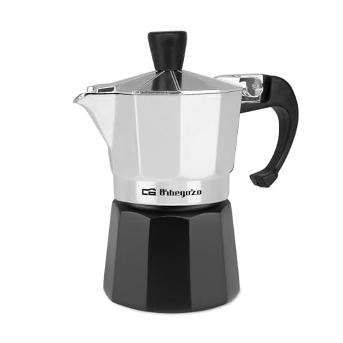 Orbegozo KFM 130, Cafetera Italiana, 1 taza, apta para cocina de gas, vitrocerámica y eléctricas, mango ergonómico, válvula seguridad, color negro