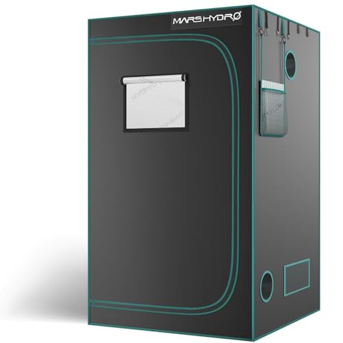 MARS HYDRO 3.3x3.3 Advanced Grow Tent, 39"x39"x71" High Reflective Mylar 1680D for Hydroponics Indoor Plant Growing, with Observation Window,Floor Tray and Smooth Zipper for TS1000/FC3000/FC-E3000