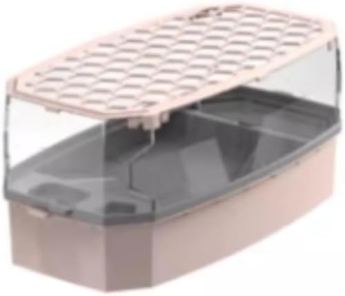 亀の水族館専用水槽:大型仕様,水循環濾過システム + ウォーターポンプ,階段・休憩台・給餌トレイ(滑り止め),水抜き穴・脱出防止機能,カメ/爬虫類・両生類飼育に適 (M,ピンク)