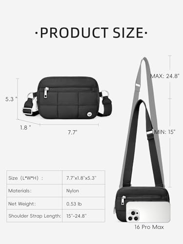Image of WESTBRONCO Small Crossbody Bags for Women Nylon with Adjustable Strap, Zipper Crossbody Purse, 1L Shoulder Bag for Travel