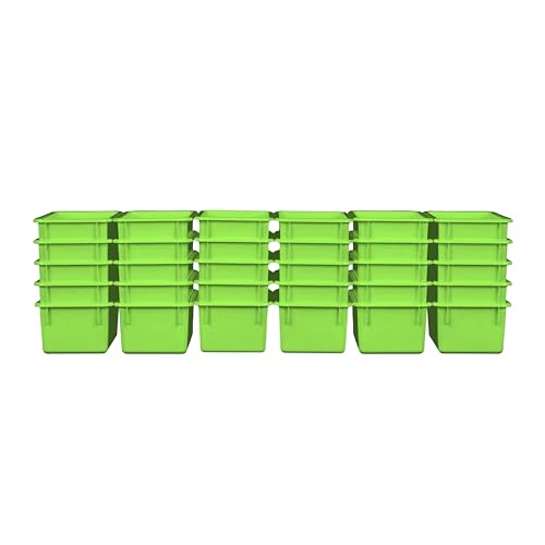 Wood Designs Cubby Storage Bin, Heavy Duty Plastic Containers for Kids Lime Green Cubby Tray Set of 30