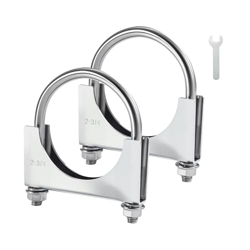 Image of EVIL ENERGY 2.75 inch Heavy Duty U Bolt Exhaust Clamp, 2 3 /4 Inch Stainless Steel U Muffler Clamps, Saddle Style, 2PCS