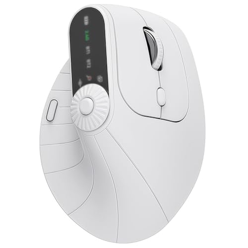 Mouse verticale ergonomico wireless con DPI regolabile 1000-2400, Bluetooth 5.0 e ricevitore USB-C, design a tripla connessione per laptop, PC e Mac