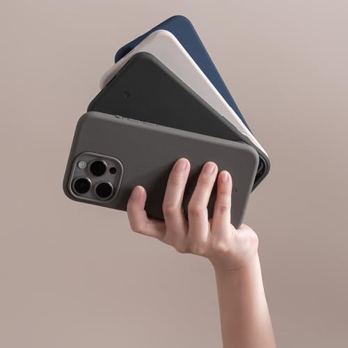 TineeOwl for iPhone 15 Pro Max Magnetic Case - Dune Series, Compatible with MagSafe, TPU, Minimalist, Slim/Thin and Grippy with Microfiber Lining, Rounded Action Button (Almost Black)