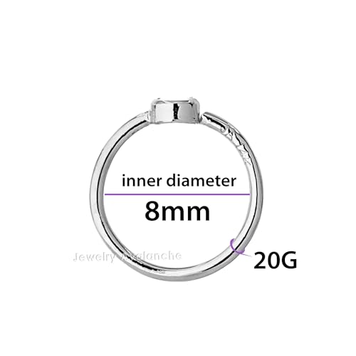 20G 14K Gold Blue Sapphire Nose Hoop Ring 0.015-0.11 carat Bezel Set Blue Sapphire 8mm Twist-open Nostril Ring Cartilage Hoop Tragus Ring Unisex3