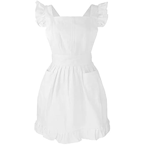 LilMents Kids Retro Adjustable Ruffle Apron Kitchen Baking Maid Costume (White) Cover