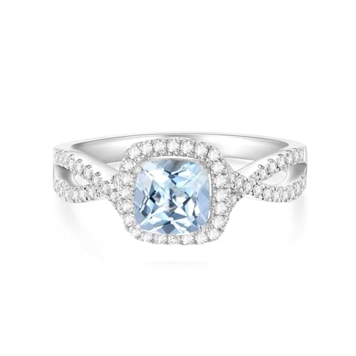 10K 14K 18K Gold Natural Aquamarine diamond Engagement Ring Sets for Women, 1.0 Carat Pear/Heart/Rould/Cushion Cut Aquamarine diamond Wedding Ring Set Bridal Ring Set Promise Ring for Wife Her3