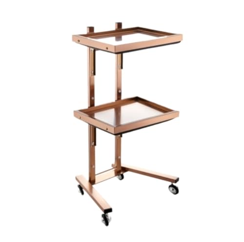 Salon Rolling Trolley with Foldable Design and Stainless Steel Construction for Hairdressing Black Beauty Cart with Wheels and Tray Storage,Rose Gold-40 * 30 * 86cm