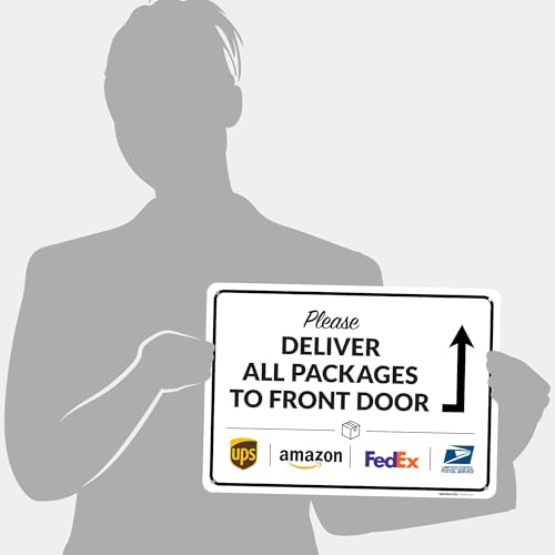 Image of Package Delivery Sign, Delivery Instructions All Package Front Door Sign, 10x14 Inches, Rust Free .040 Aluminum, Fade Resistant, Made in USA