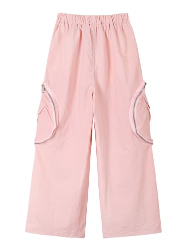 Image of Rolanko Parachute Pants for Girls Y2K Cargo Trousers with Pockets Harajuku Jogger Pants Kids 4-14 Years