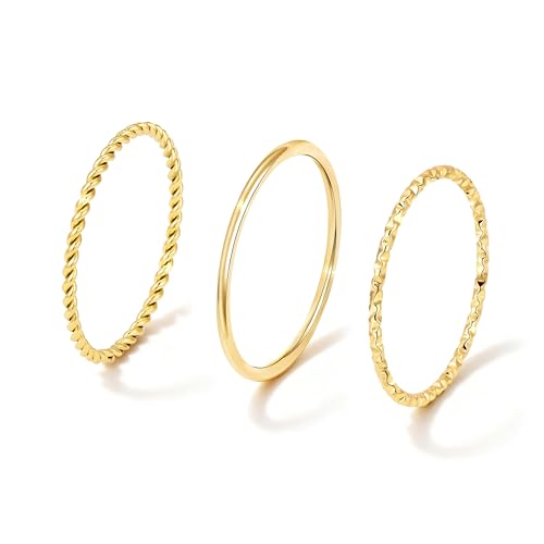 Gokeey Gold Rings for Women Non Tarnish 14K Gold Plated Stackable Thin Rings Dainty Stacking Thumb...