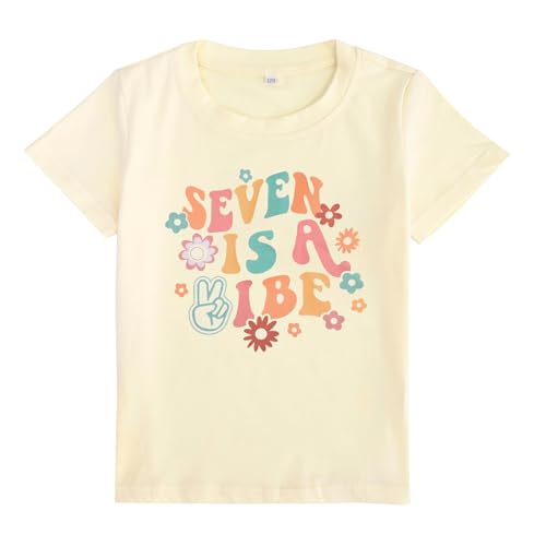 Image of Birthday Girl Shirt Toddler 5th Birthday Shirt Five is A Vibe Print T-Shirt Cute Short Sleeve Outfit Kids