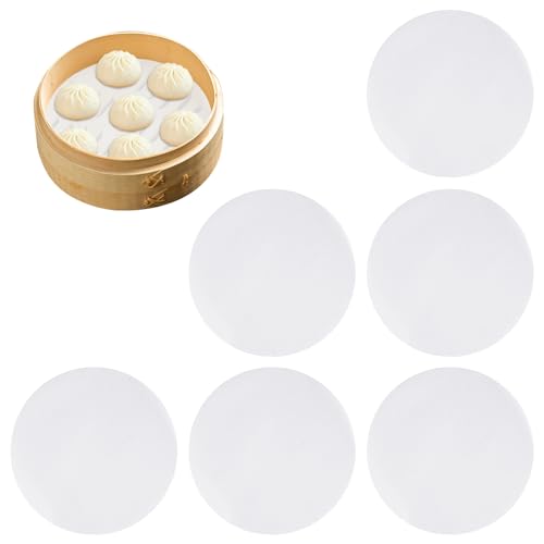 KSBBHDS Lot de 6 tapis de cuisson vapeur, papier vapeur en bambou, tapis en silicone, cuiseur vapeur en silicone, papier de cuisson vapeur, film en silicone pour la cuisson, tapis de cuisson en