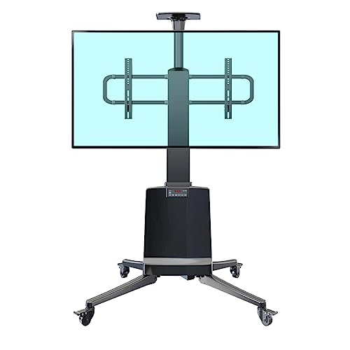 NB North Bayou Floor TV Stand Rolling TV Cart for Large Screen 55-85 inch TVs|Motorized Lift TV Cart with Remote Control,Electric Adjustable Height Mobile TV Stand (black)