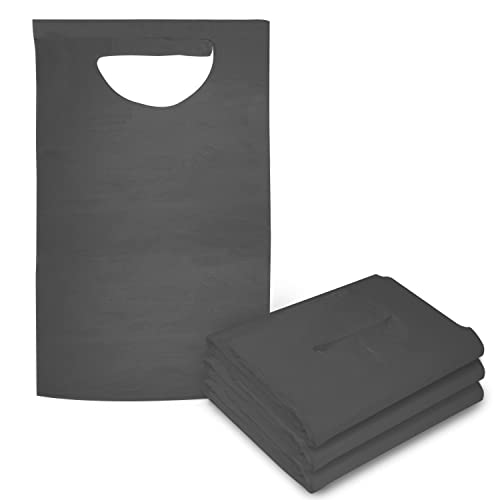 ProHeal Disposable Bibs For Adults, 100 Pack - Tie Back, 16' x 33' - Absorbent Tissue Front, Water Resistant Poly Backing - Adult Disposable Bibs for Eating, Dental Apron, And Senior Citizens - Grey