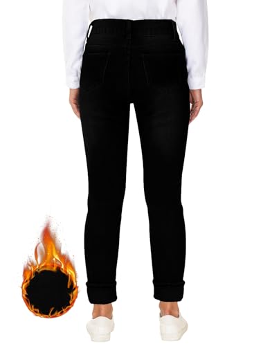Fleece Lined Jeans Women Thermal Flannel Lined Jeans 3 Buttons Winter Warm Skinny Stretch Denim Pants4