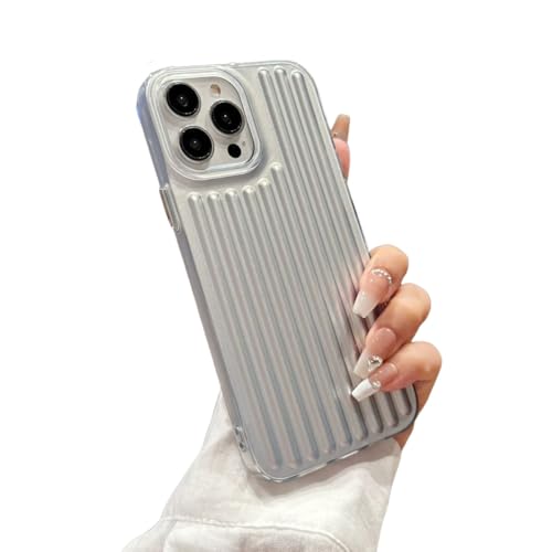 Stripe Design Shockproof Phone Bumper Cover Case for iPhone (Silver,iPhone 16)