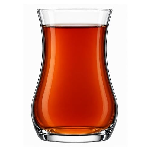yersiz Turkish Tea Glass Set of 6, Slim Waist Design with Thick Base