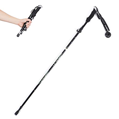 TRIWONDER Bastones de Trekking Plegable Postes de Senderismo Ligeros 1 Pcs para Caminar al Aire Libre (Negro - 110cm)