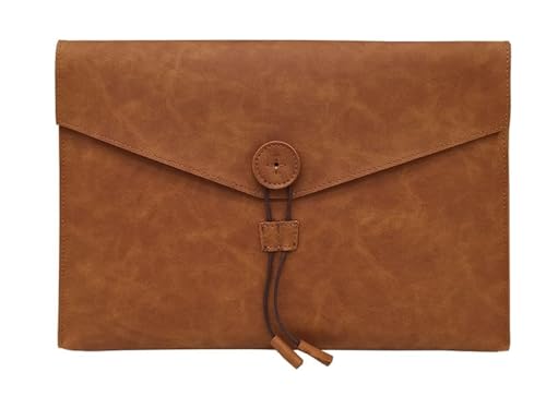 CFDHDFAKE(売店) マルチカラー PUレザー A4 書類ホルダー ファイルオーガナイザー - 34x24x2.5cm オフィスや学校での使用に最適(Brown)