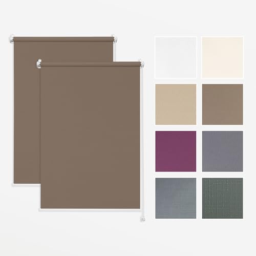 Estika Lot de Deux Stores intérieurs sans perçage - Noyer 30 x 120 cm - 2X Stores montés sans perçage, intimité, Protection Solaire