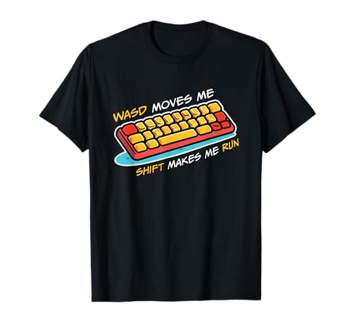 EJOOY D PC Gamer presente em vídeo gaming vintage game keyboard t-shirt, Preto, S