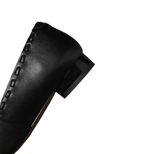 TinaCus Handmade Women's Genuine Leather Square Toe Stitching Office Dress Ballet Flats Shoes with Bowknot4