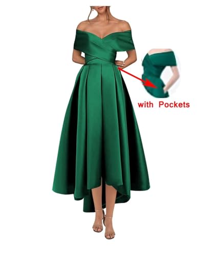 Womens Formal Dresses Off Shoulder Midi Party Evening Gown Pockets ck3574