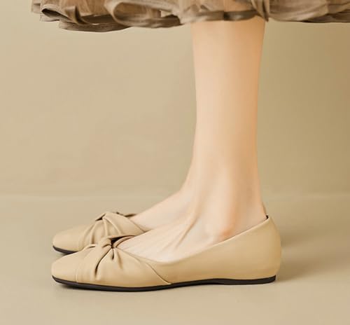 Women's Dressy Flats Shoes Square Toe Bow Ballet Flats Shoes Comfortable Slip On Flats Elegant Mary Jane Dress Shoes Casual Walking Loafers4