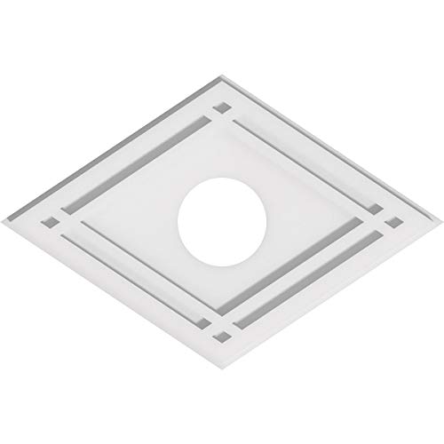 Image of Ekena Millwork CMP20X13DD-04000 Diamond Architectural Grade PVC Contemporary Urethane Ceiling Medallions 20 inchW x 13 3 /8 inchH x 4 inchID x 7 inchC x 1 inchP