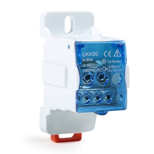 Uadme Morsettiera Distribuzione, UKK-80A Morsettiere di Terra per Guida DIN, Universale Morsettiere per Cablaggio di Superficie