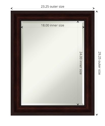 Image of Amanti Art Framed Vanity Mirror | Bathroom Mirrors for Wall | Coffee Bean Brown Mirror | Wall Mounted Mirror | Medium Mirror | 29.25 x 23.25 in.