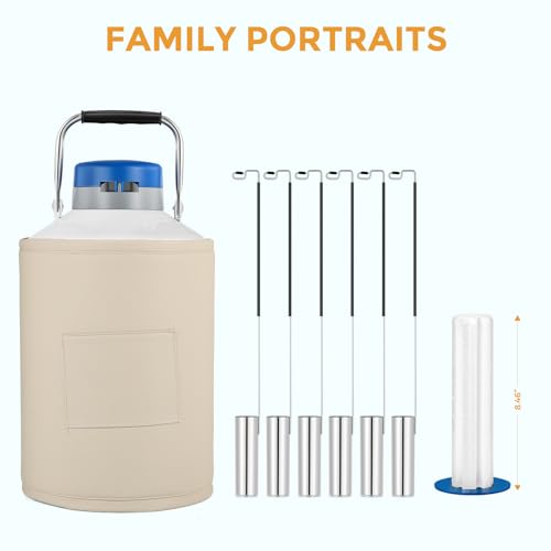 Image of Bonvoisin 6L Liquid Nitrogen Container, LN2 Tank Cryogenic Dewar, Aluminum Alloy Semen Tank with 6 Canisters Carry Bag