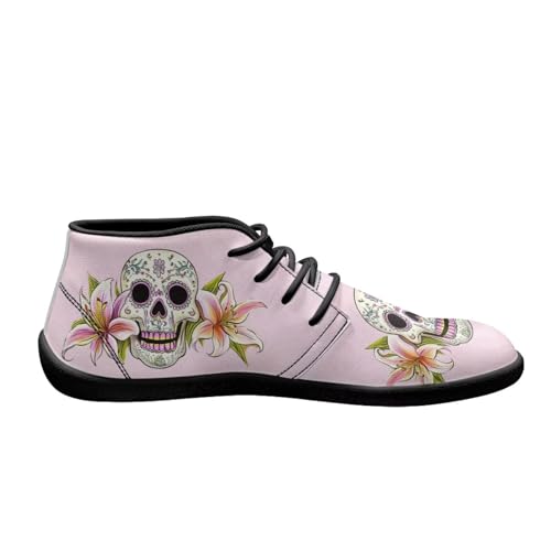 Forchrinse Shark Print Chelsea Ankle Boots Mid Top Causal Sneakers for Men Lace up Leather Chukka Boots Fashion Walking Shoes Waterproof3