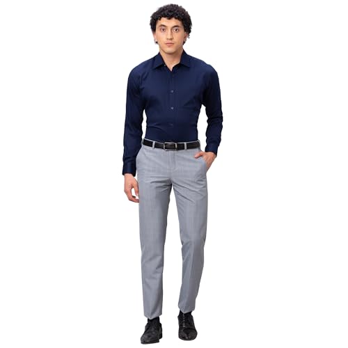 Image of Park Avenue Smart Fit Polyester Blend Checks Pattern Flat Front Formal Trouser