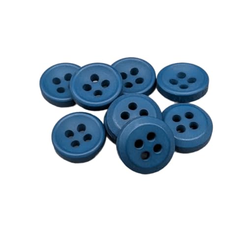 Botiboton - 50 Botones para camisas en colores calidos - 5 medidas y 12 colores a escoger - con 4 agujeros de 2 mm - Fabricado y Enviado desde España - color Azul Petroleo, medida 12 mm
