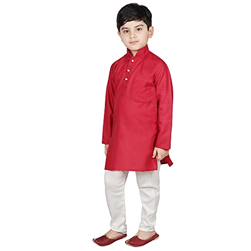 Image of SG YUVRAJ Raw Silk Kurta Set for Boys