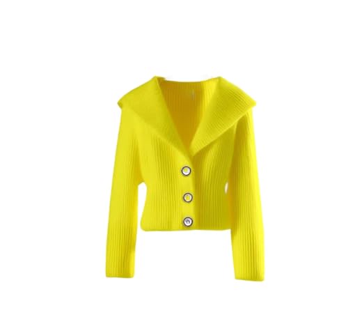 Cardigan en tricot à manches longues ajusté et col en V rétro pour femme